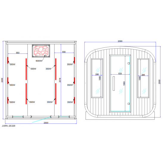 JJSPA JZC220 – Kombinierte Außensauna