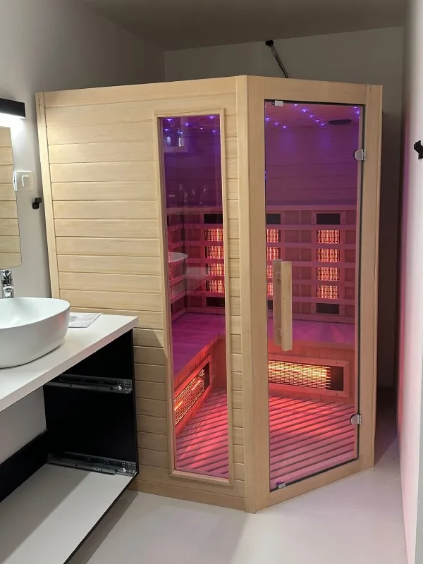 JJSPA JKI150 Eck-Infrarotkabine im Badezimmer