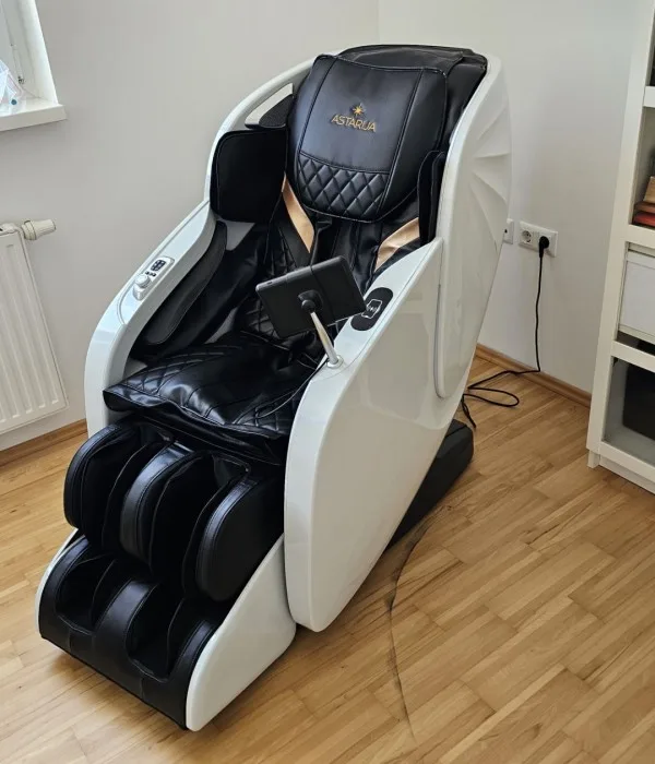 Massagesessel ASTARIJA SHELL in Schwarz-Weiß